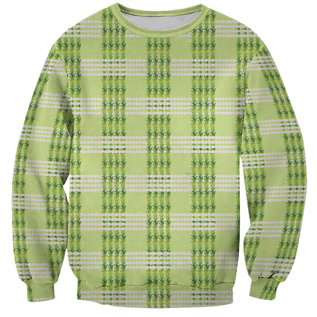 Aloha Hawaii Pakalana Pikake Lei Sweatshirt Palaka Inspired Hawaiian-plaid Pastel Green LT14 Unisex Green - Polynesian Pride