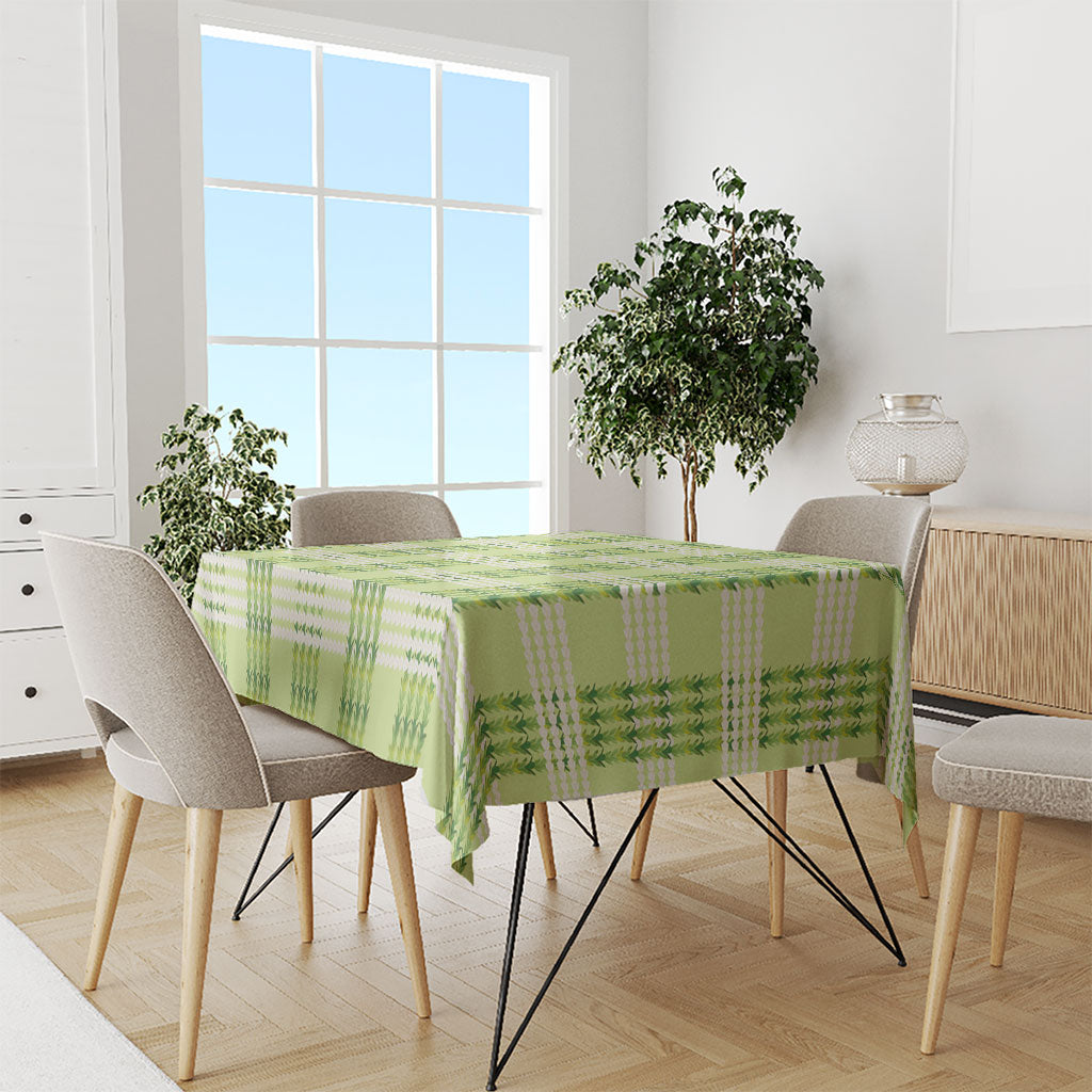 Aloha Hawaii Pakalana Pikake Lei Tablecloth Palaka Inspired Hawaiian-plaid Pastel Green