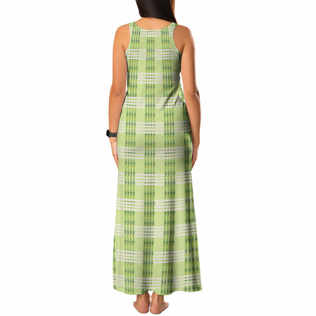Aloha Hawaii Pakalana Pikake Lei Tank Maxi Dress Palaka Inspired Hawaiian-plaid Pastel Green