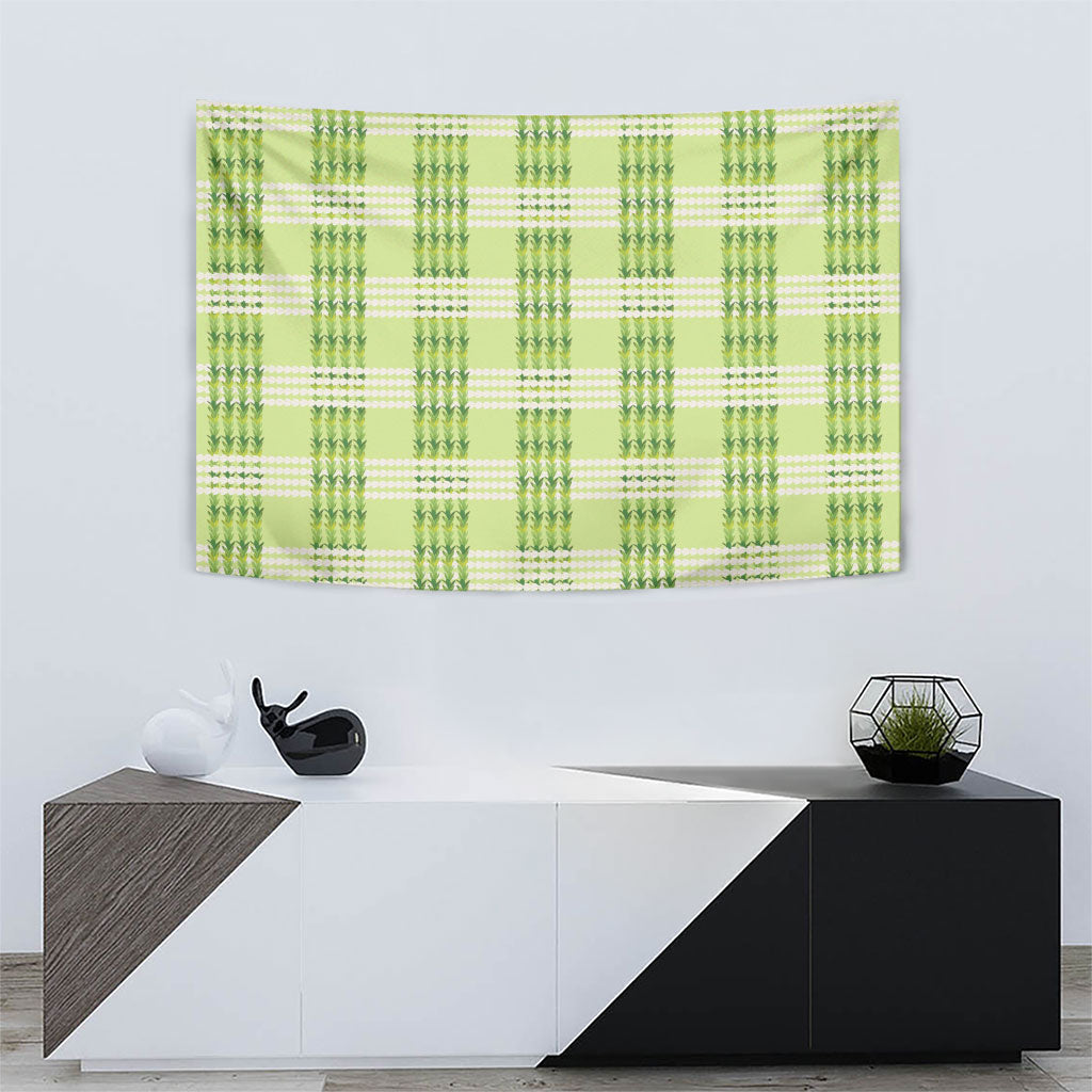 Aloha Hawaii Pakalana Pikake Lei Tapestry Palaka Inspired Hawaiian-plaid Pastel Green