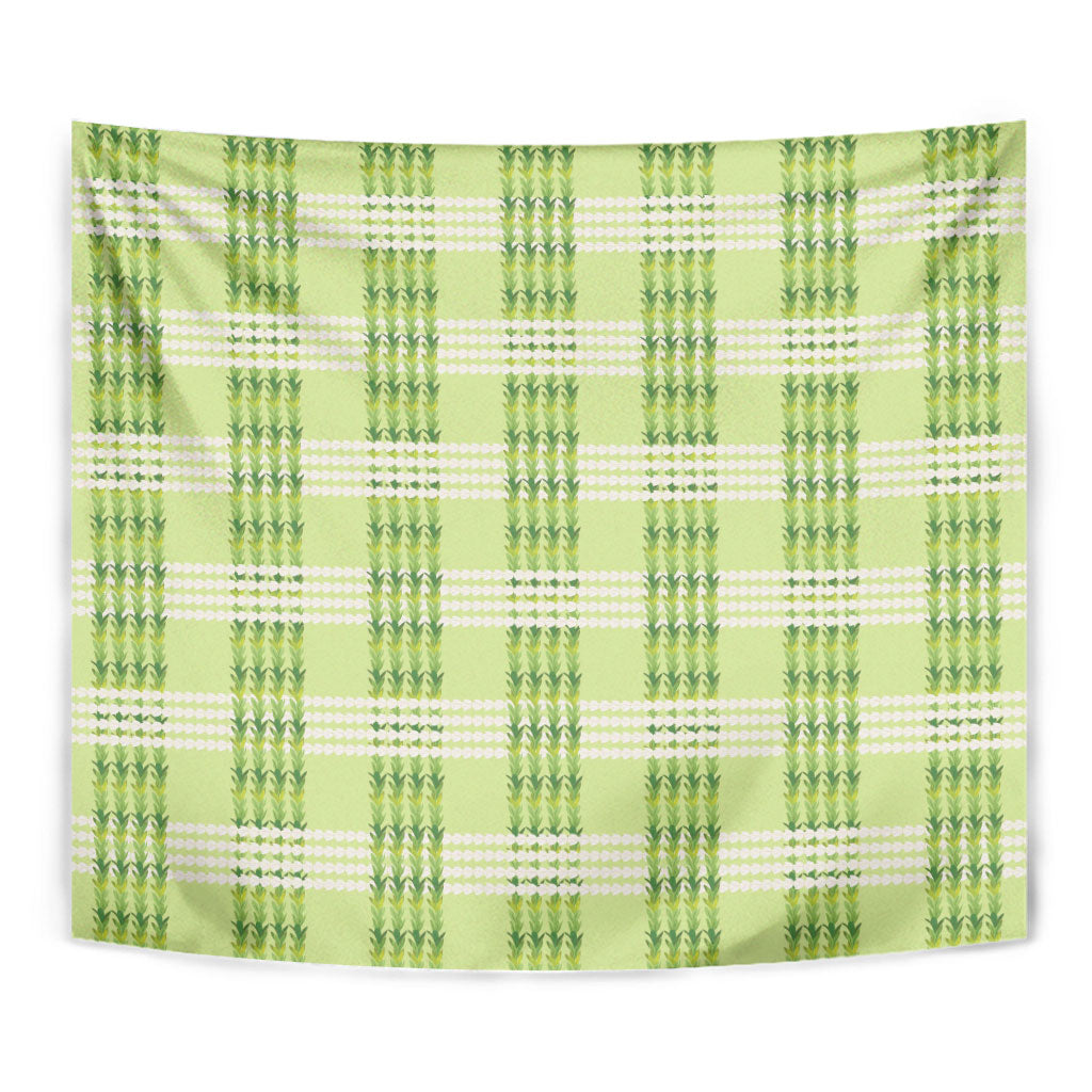 Aloha Hawaii Pakalana Pikake Lei Tapestry Palaka Inspired Hawaiian-plaid Pastel Green
