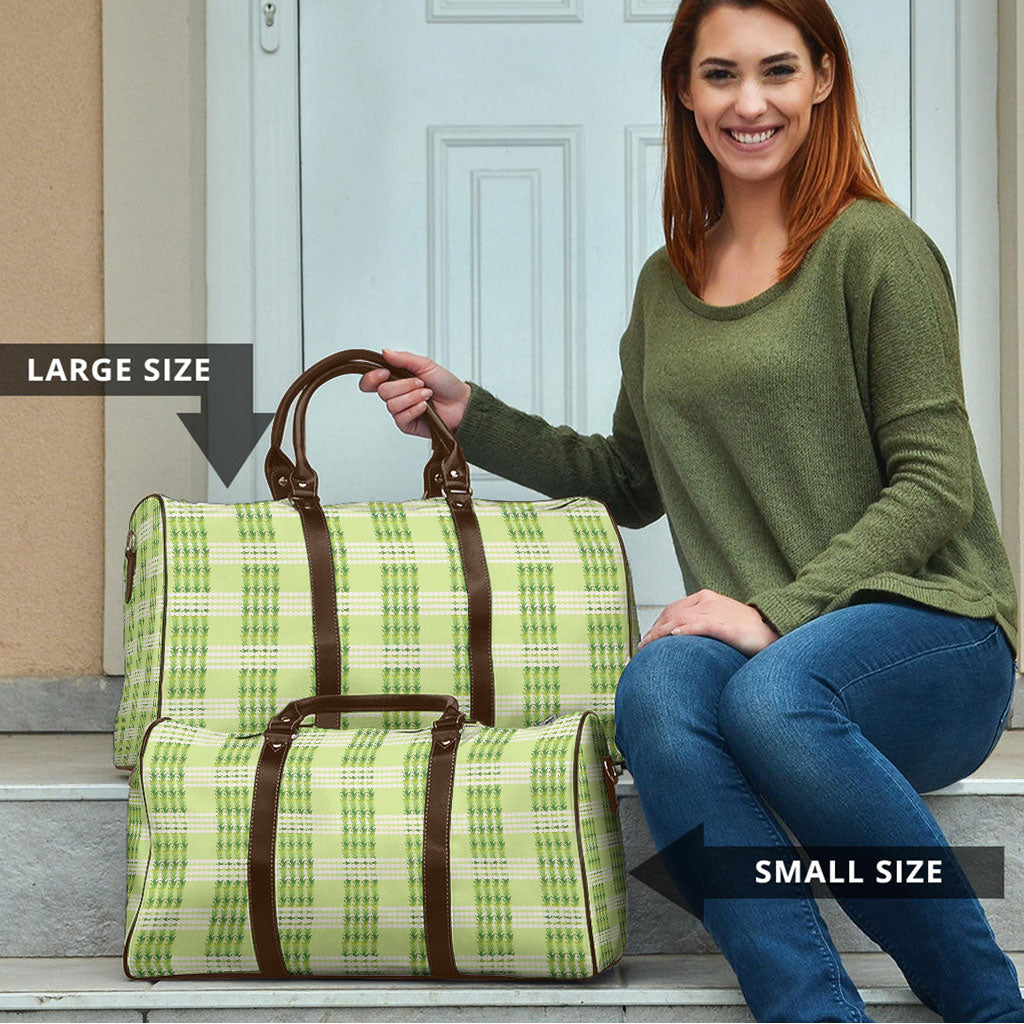Aloha Hawaii Pakalana Pikake Lei Travel Bag Palaka Inspired Hawaiian-plaid Pastel Green