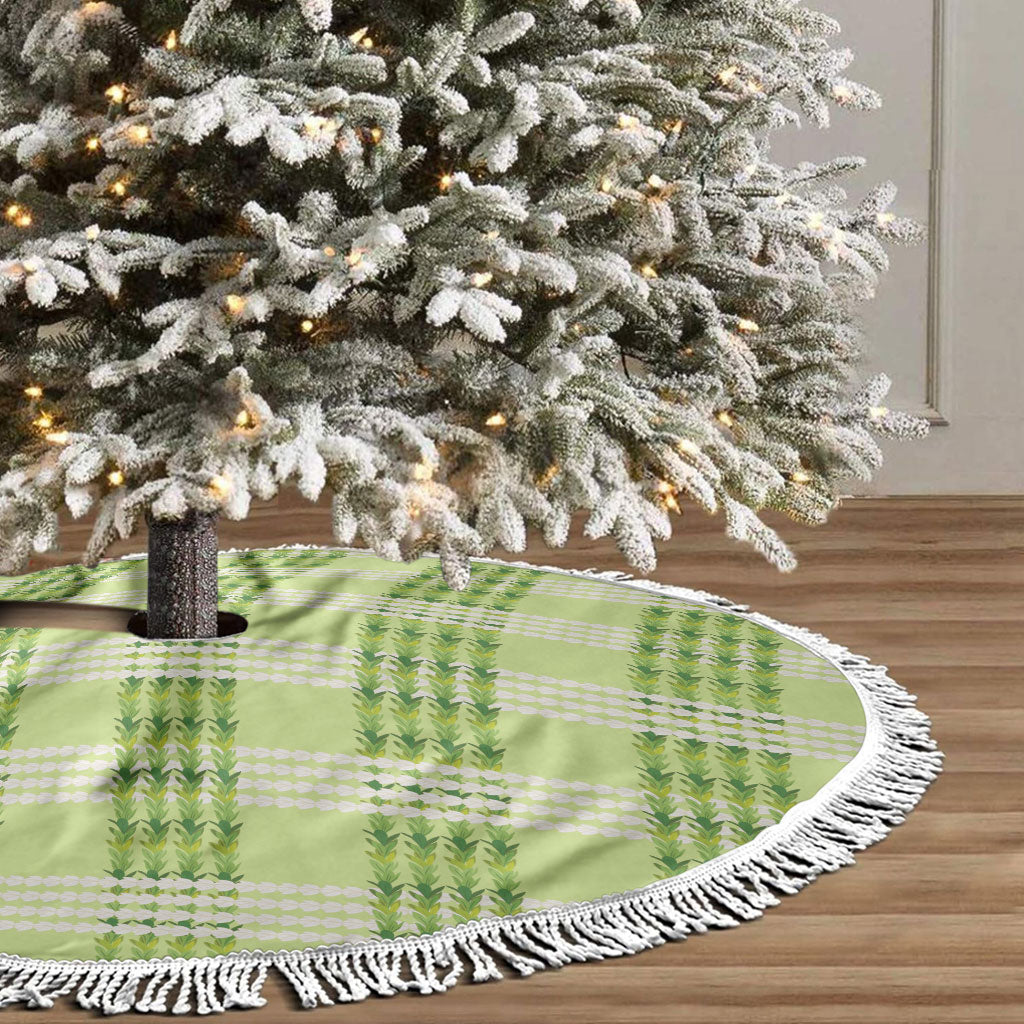 Aloha Hawaii Pakalana Pikake Lei Tree Skirt Palaka Inspired Hawaiian-plaid Pastel Green