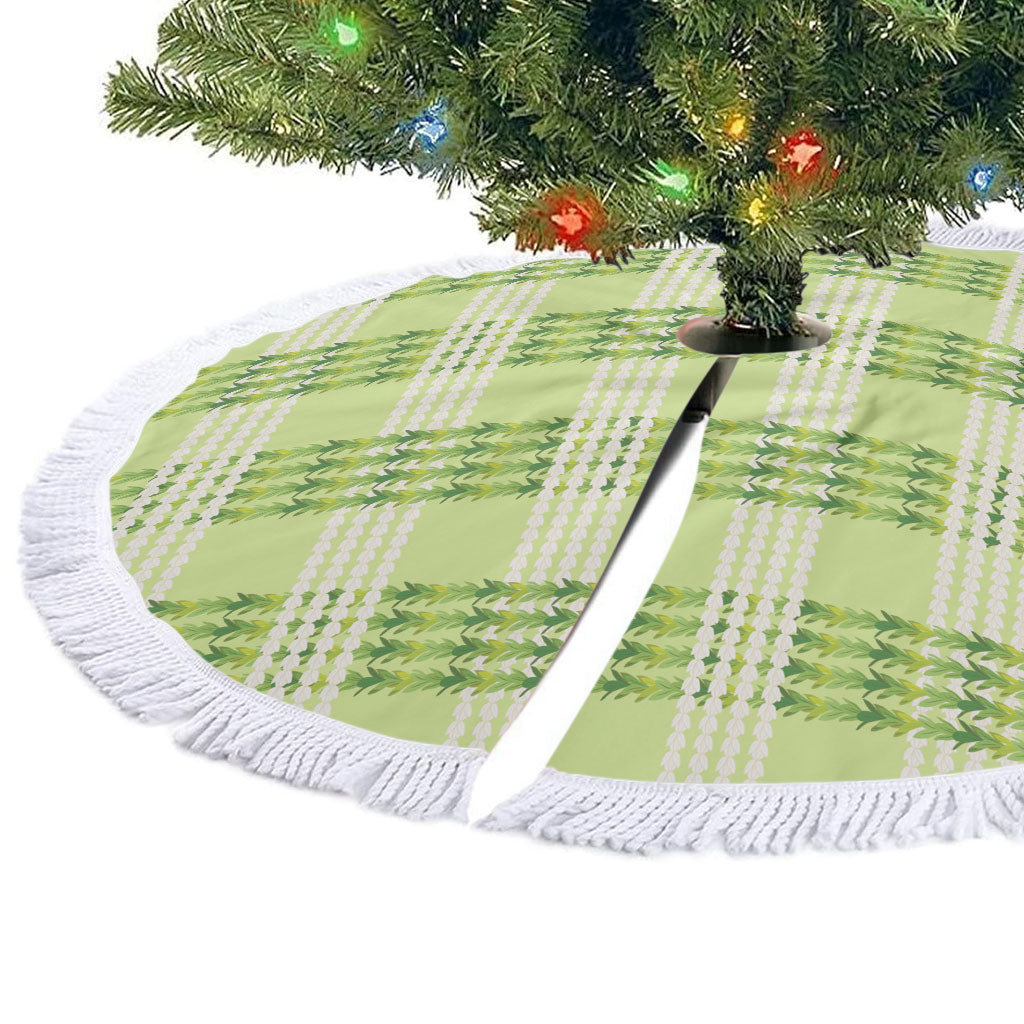 Aloha Hawaii Pakalana Pikake Lei Tree Skirt Palaka Inspired Hawaiian-plaid Pastel Green