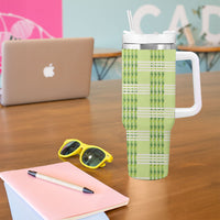 Aloha Hawaii Pakalana Pikake Lei Tumbler With Handle Palaka Inspired Hawaiian-plaid Pastel Green
