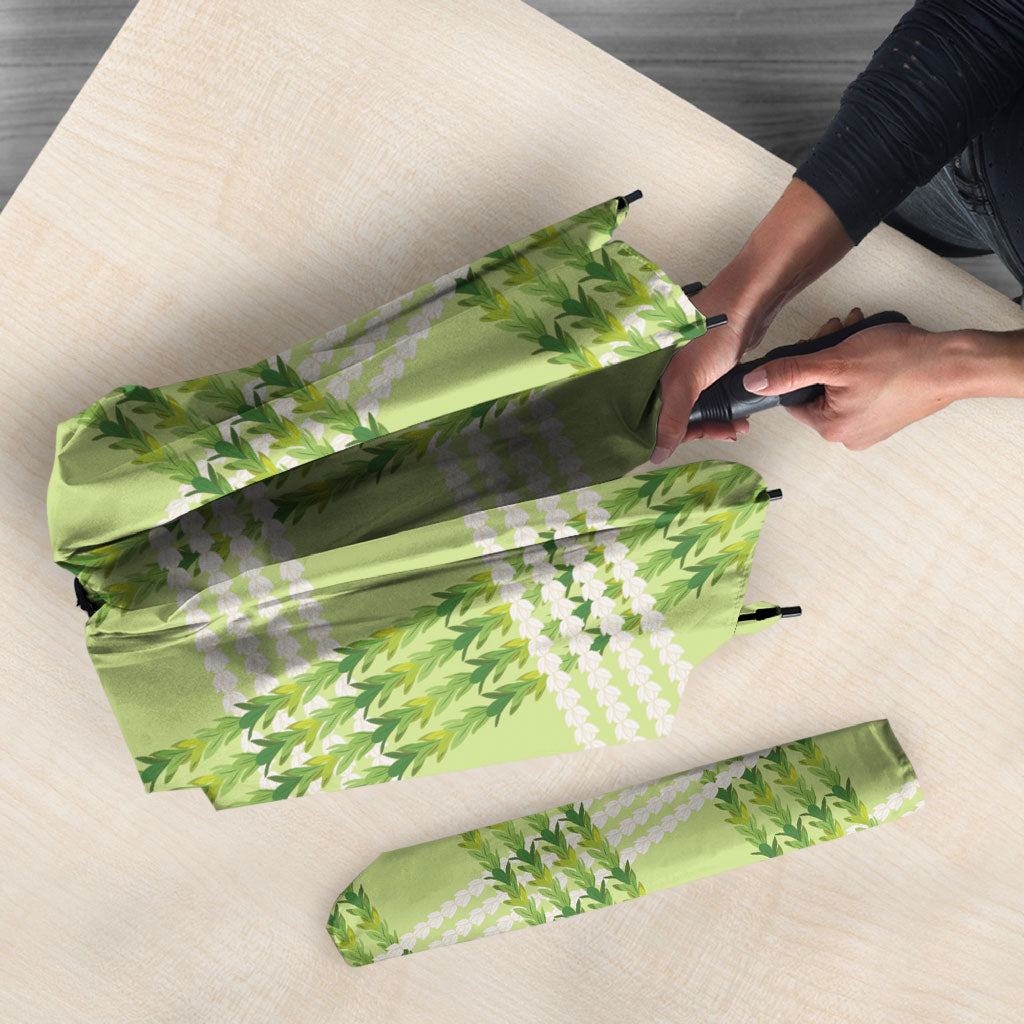 Aloha Hawaii Pakalana Pikake Lei Umbrella Palaka Inspired Hawaiian-plaid Pastel Green