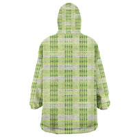 Aloha Hawaii Pakalana Pikake Lei Wearable Blanket Hoodie Palaka Inspired Hawaiian-plaid Pastel Green