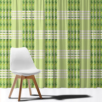 Aloha Hawaii Pakalana Pikake Lei Window Curtain Palaka Inspired Hawaiian-plaid Pastel Green