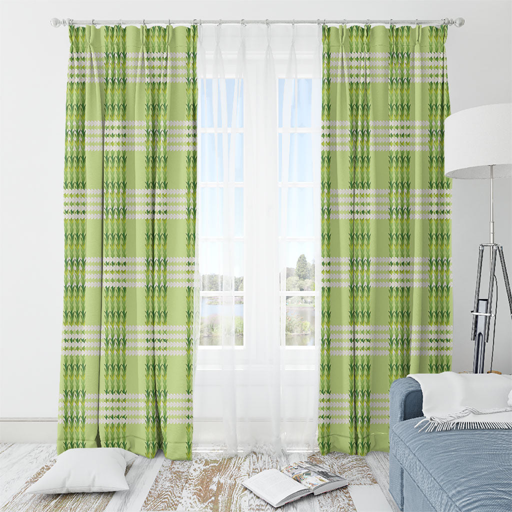 Aloha Hawaii Pakalana Pikake Lei Window Curtain Palaka Inspired Hawaiian-plaid Pastel Green