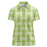Aloha Hawaii Pakalana Pikake Lei Women Polo Shirt Palaka Inspired Hawaiian-plaid Pastel Green