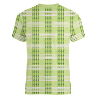 Aloha Hawaii Pakalana Pikake Lei Women V-Neck T-Shirt Palaka Inspired Hawaiian-plaid Pastel Green