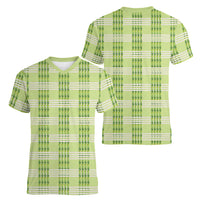 Aloha Hawaii Pakalana Pikake Lei Women V-Neck T-Shirt Palaka Inspired Hawaiian-plaid Pastel Green