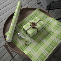 Aloha Hawaii Pakalana Pikake Lei Wrapping Paper Palaka Inspired Hawaiian-plaid Pastel Green