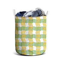 Aloha Hawaii Ilima Maile Lei Laundry Basket Palaka Inspired Hawaiian-plaid White