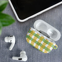 Aloha Hawaii Ilima Maile Lei AirPods Case Palaka Inspired Hawaiian-plaid White