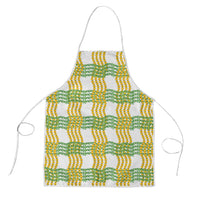 Aloha Hawaii Ilima Maile Lei Apron Palaka Inspired Hawaiian-plaid White