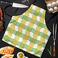 Aloha Hawaii Ilima Maile Lei Apron Palaka Inspired Hawaiian-plaid White