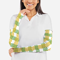 Aloha Hawaii Ilima Maile Lei Arm Sleeves Palaka Inspired Hawaiian-plaid White