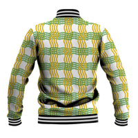 Aloha Hawaii Ilima Maile Lei Baseball Jacket Palaka Inspired Hawaiian-plaid White