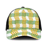 Aloha Hawaii Ilima Maile Lei Baseball Net Cap Palaka Inspired Hawaiian-plaid White