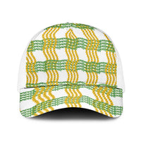 Aloha Hawaii Ilima Maile Lei Baseball Net Cap Palaka Inspired Hawaiian-plaid White