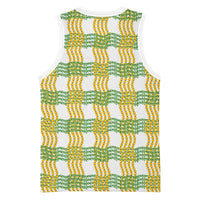 Aloha Hawaii Ilima Maile Lei Basketball Jersey Palaka Inspired Hawaiian-plaid White