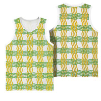 Aloha Hawaii Ilima Maile Lei Basketball Jersey Palaka Inspired Hawaiian-plaid White