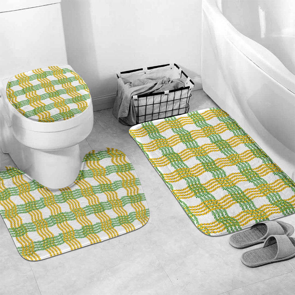 Aloha Hawaii Ilima Maile Lei Bathroom Set Palaka Inspired Hawaiian-plaid White