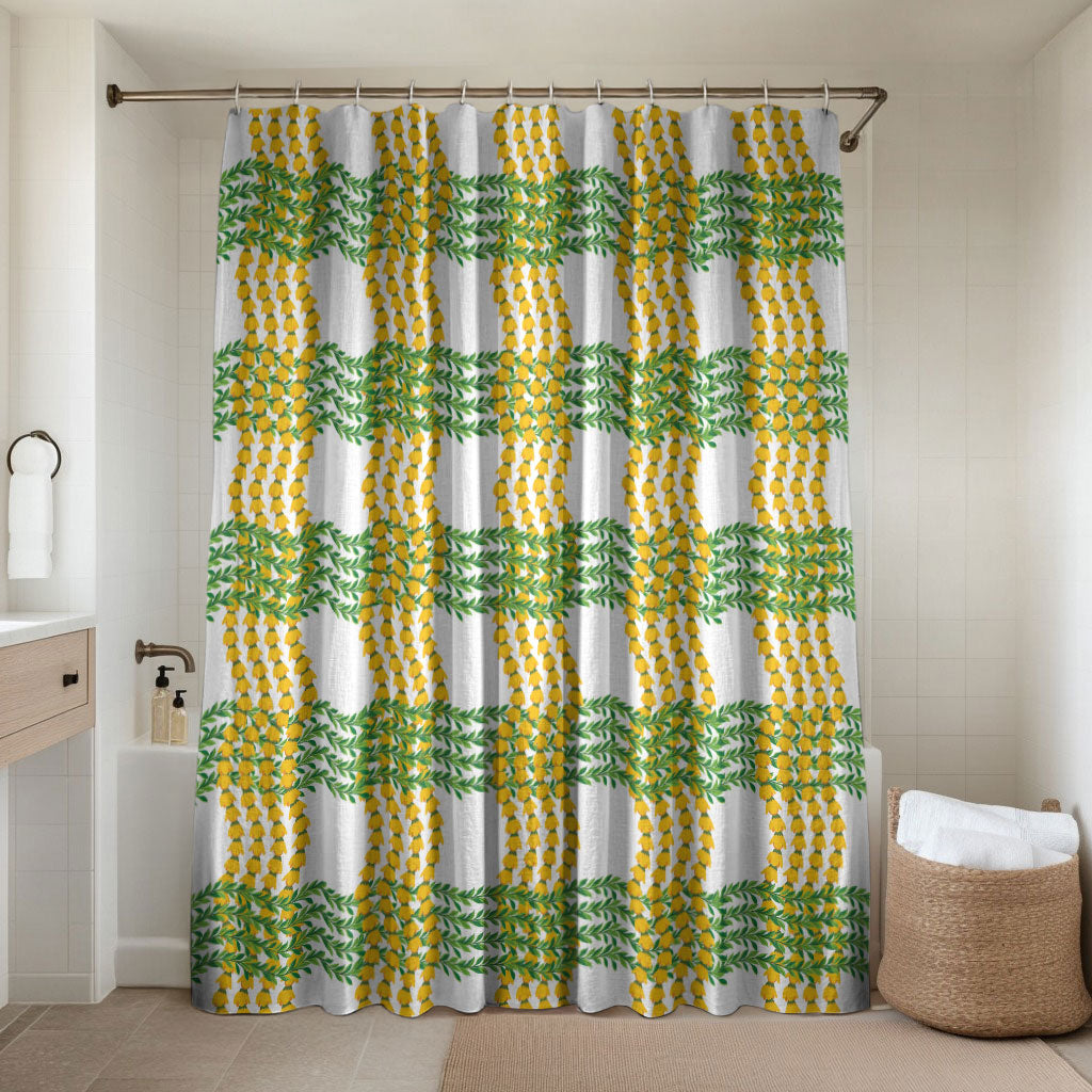 Aloha Hawaii Ilima Maile Lei Bathroom Set Palaka Inspired Hawaiian-plaid White