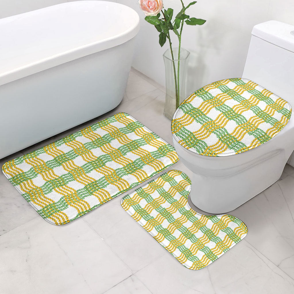 Aloha Hawaii Ilima Maile Lei Bathroom Set Palaka Inspired Hawaiian-plaid White