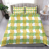 Aloha Hawaii Ilima Maile Lei Bedding Set Palaka Inspired Hawaiian-plaid White