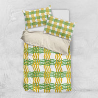 Aloha Hawaii Ilima Maile Lei Bedding Set Palaka Inspired Hawaiian-plaid White