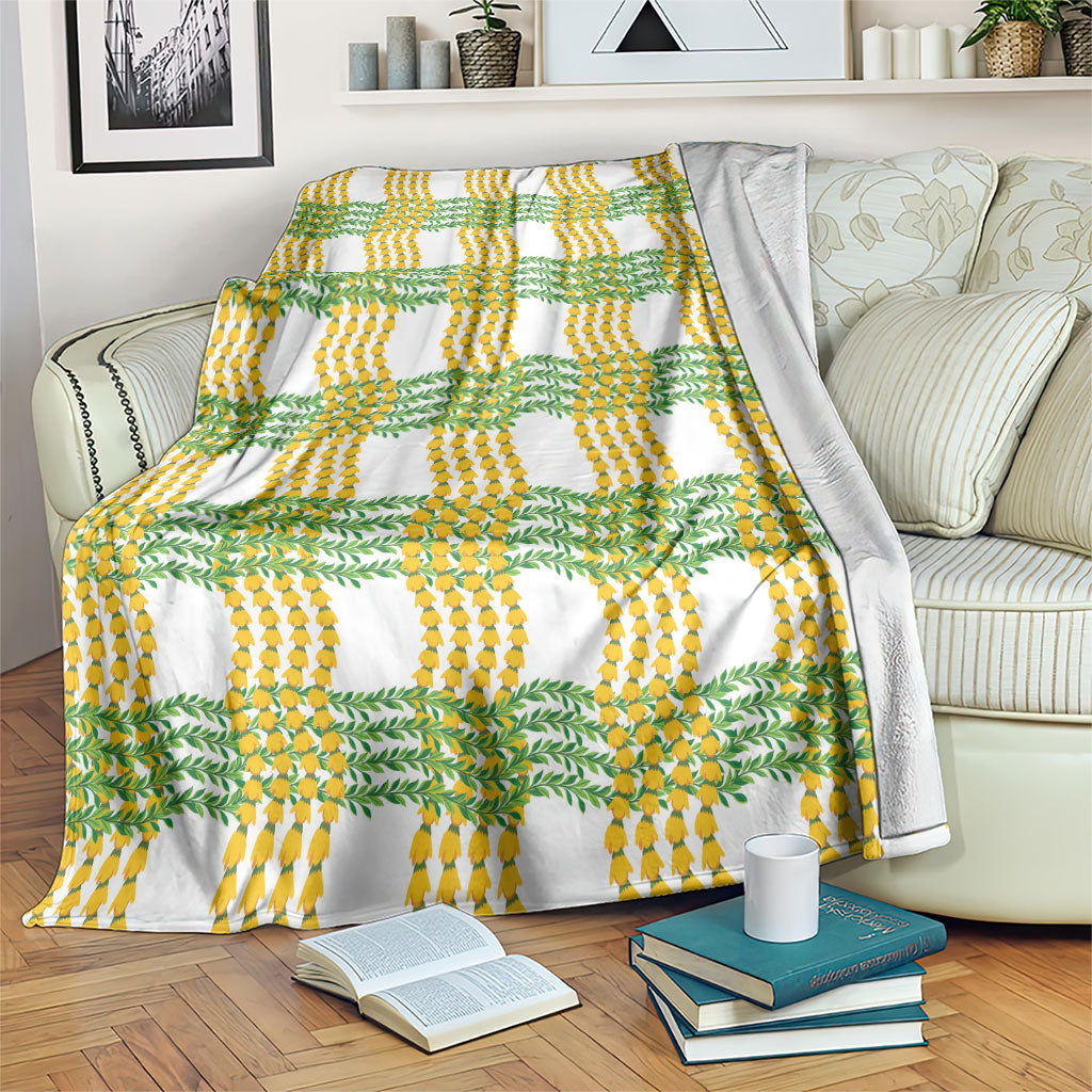 Aloha Hawaii Ilima Maile Lei Blanket Palaka Inspired Hawaiian-plaid White LT14 White - Polynesian Pride