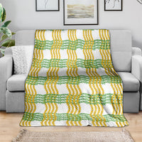 Aloha Hawaii Ilima Maile Lei Blanket Palaka Inspired Hawaiian-plaid White