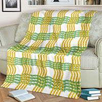 Aloha Hawaii Ilima Maile Lei Blanket Palaka Inspired Hawaiian-plaid White