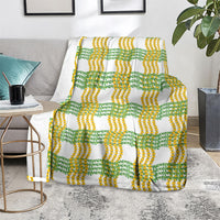 Aloha Hawaii Ilima Maile Lei Blanket Palaka Inspired Hawaiian-plaid White