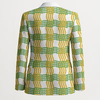 Aloha Hawaii Ilima Maile Lei Blazer Palaka Inspired Hawaiian-plaid White