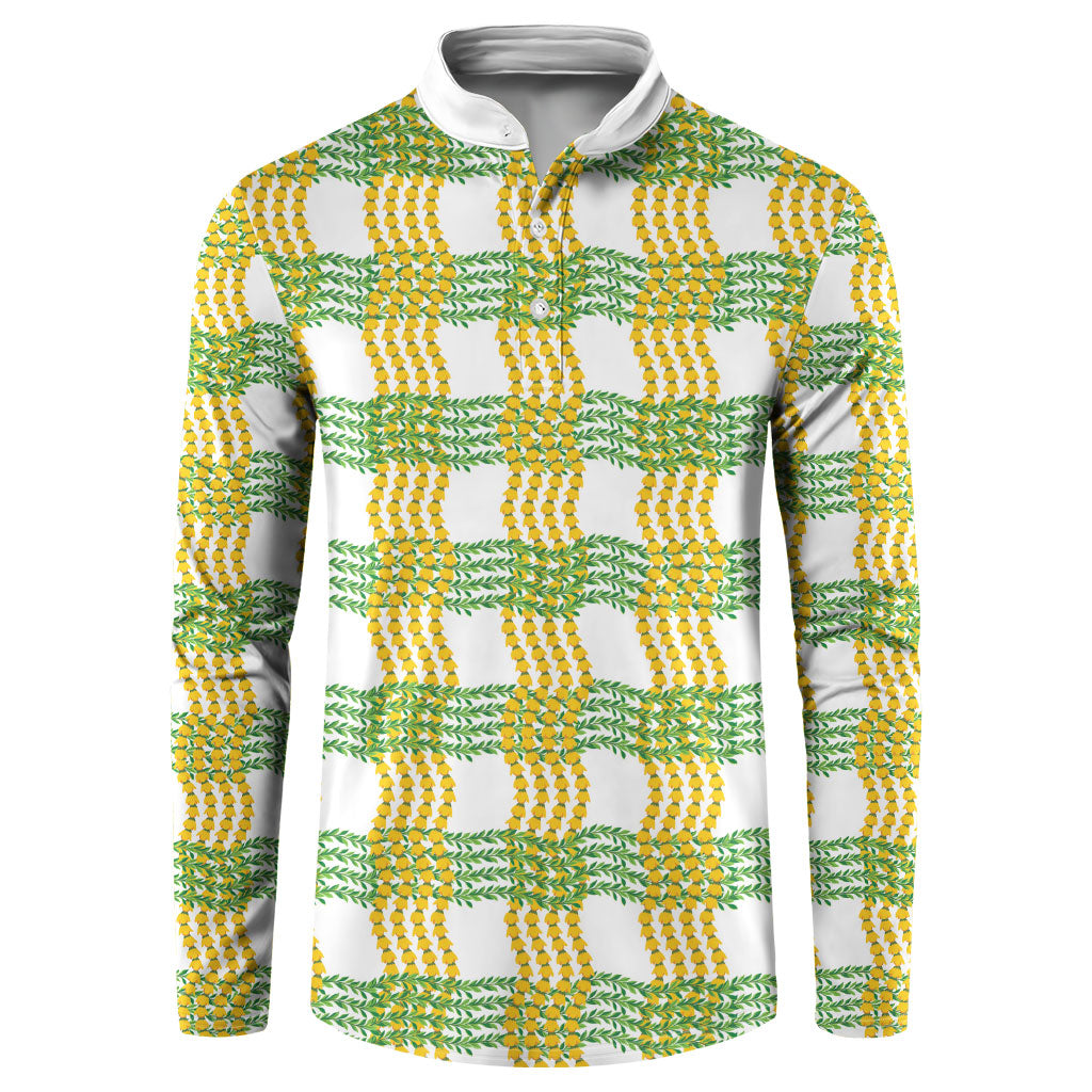 Aloha Hawaii Ilima Maile Lei Button Sweatshirt Palaka Inspired Hawaiian-plaid White LT14 White - Polynesian Pride