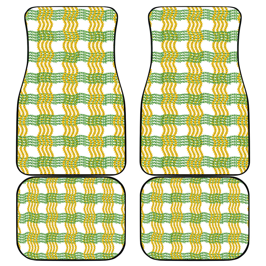 Aloha Hawaii Ilima Maile Lei Car Mats Palaka Inspired Hawaiian-plaid White