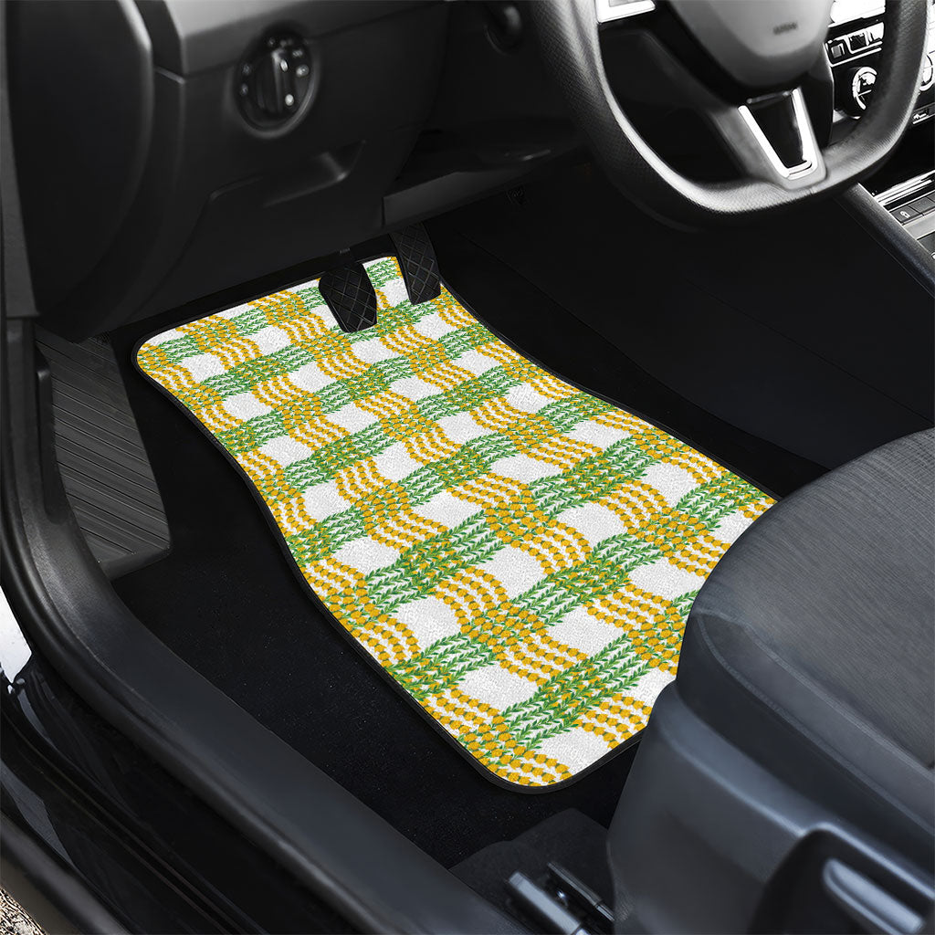 Aloha Hawaii Ilima Maile Lei Car Mats Palaka Inspired Hawaiian-plaid White