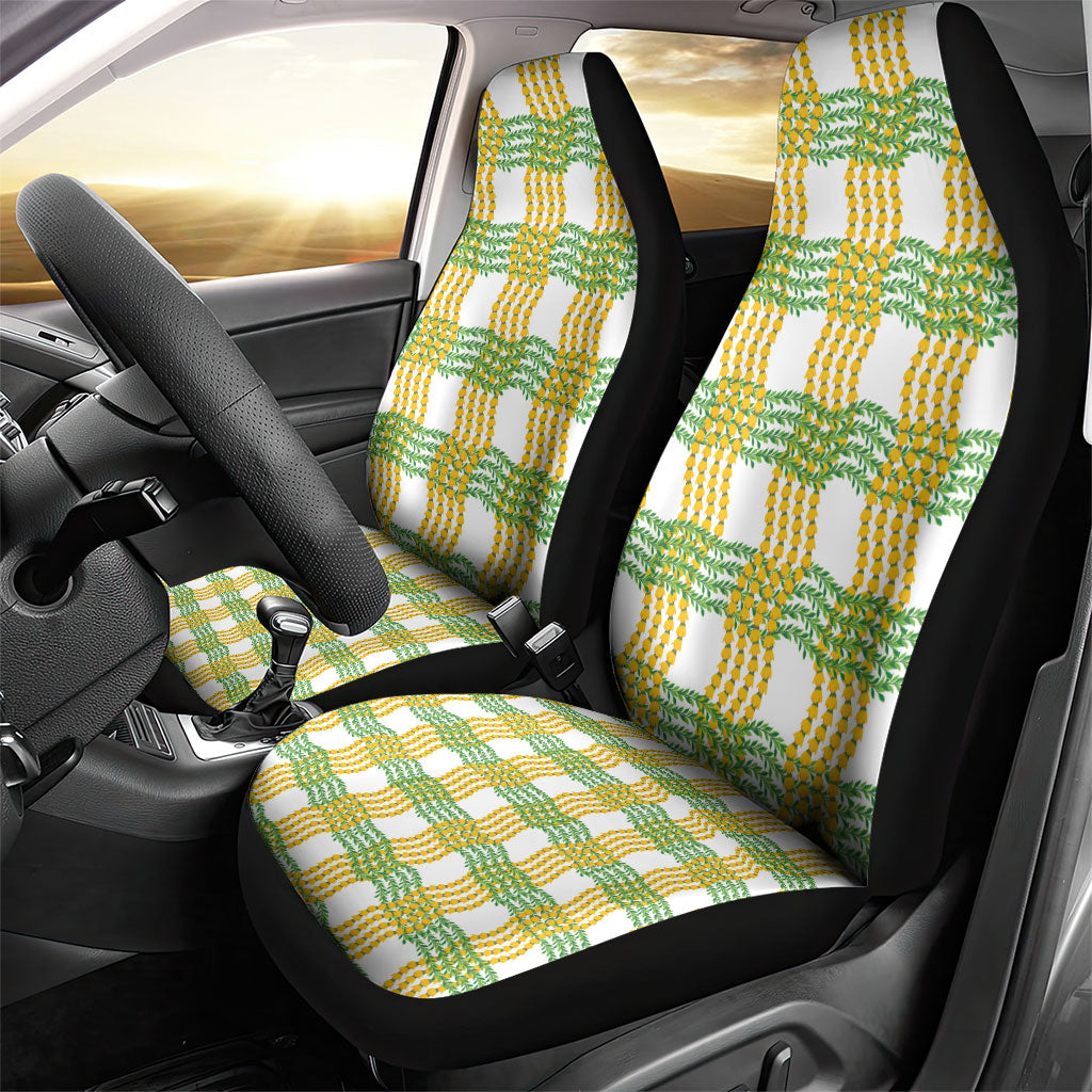 Aloha Hawaii Ilima Maile Lei Car Seat Cover Palaka Inspired Hawaiian-plaid White
