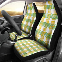 Aloha Hawaii Ilima Maile Lei Car Seat Cover Palaka Inspired Hawaiian-plaid White