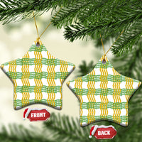 Aloha Hawaii Ilima Maile Lei Ceramic Ornament Palaka Inspired Hawaiian-plaid White