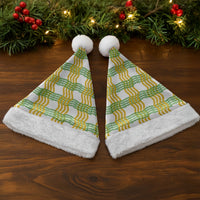 Aloha Hawaii Ilima Maile Lei Christmas Santa Hat Palaka Inspired Hawaiian-plaid White