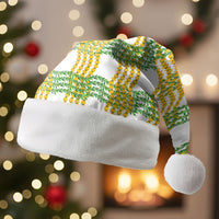 Aloha Hawaii Ilima Maile Lei Christmas Santa Hat Palaka Inspired Hawaiian-plaid White