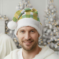 Aloha Hawaii Ilima Maile Lei Christmas Santa Hat Palaka Inspired Hawaiian-plaid White