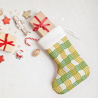 Aloha Hawaii Ilima Maile Lei Christmas Stocking Palaka Inspired Hawaiian-plaid White