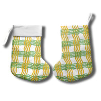 Aloha Hawaii Ilima Maile Lei Christmas Stocking Palaka Inspired Hawaiian-plaid White