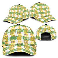 Aloha Hawaii Ilima Maile Lei Classic Cap Palaka Inspired Hawaiian-plaid White