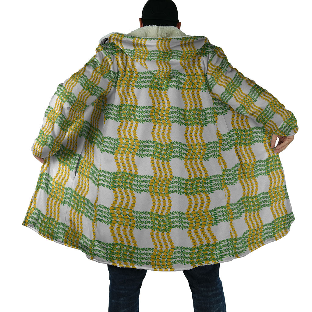 Aloha Hawaii Ilima Maile Lei Cloak Palaka Inspired Hawaiian-plaid White